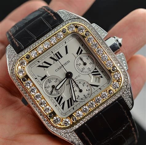 men's cartier watch with diamonds